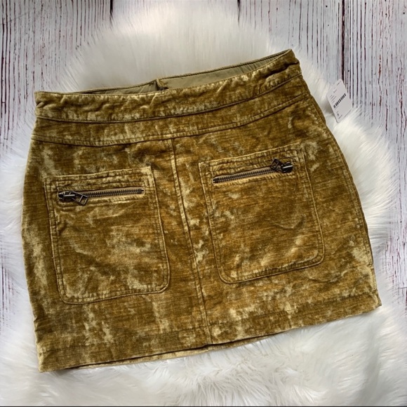 NWT Free People Olive Velvet Mini Skirt Sz 8 - Picture 4 of 6